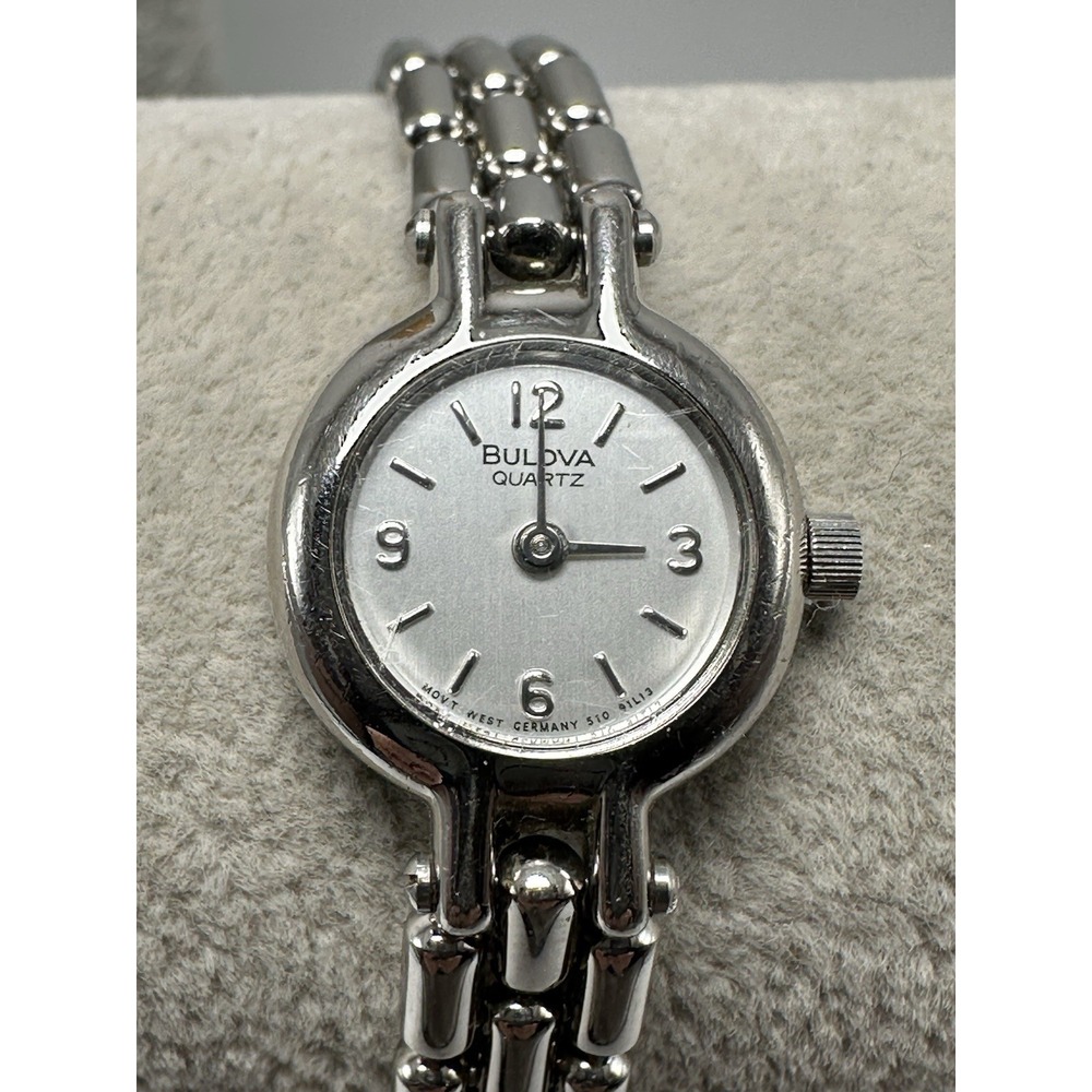 Bulova 91L13 New Battery Ladies Cocktail Watch 18MM 6.25" Silver Tone Rare R41